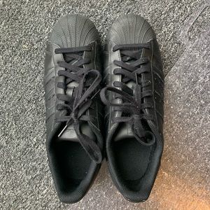 Adidas Mens Black on Black Superstars size 8.5